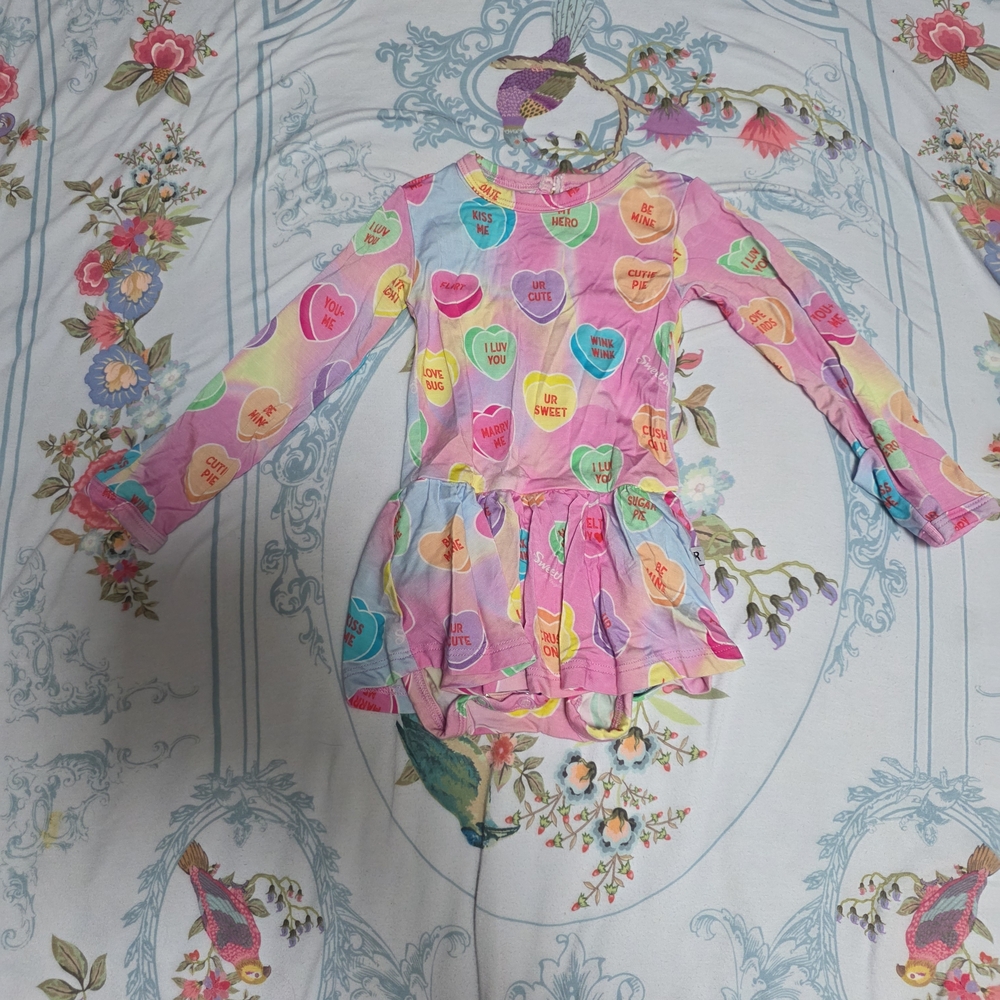 Colorful Heart Print Kids Casual Dress